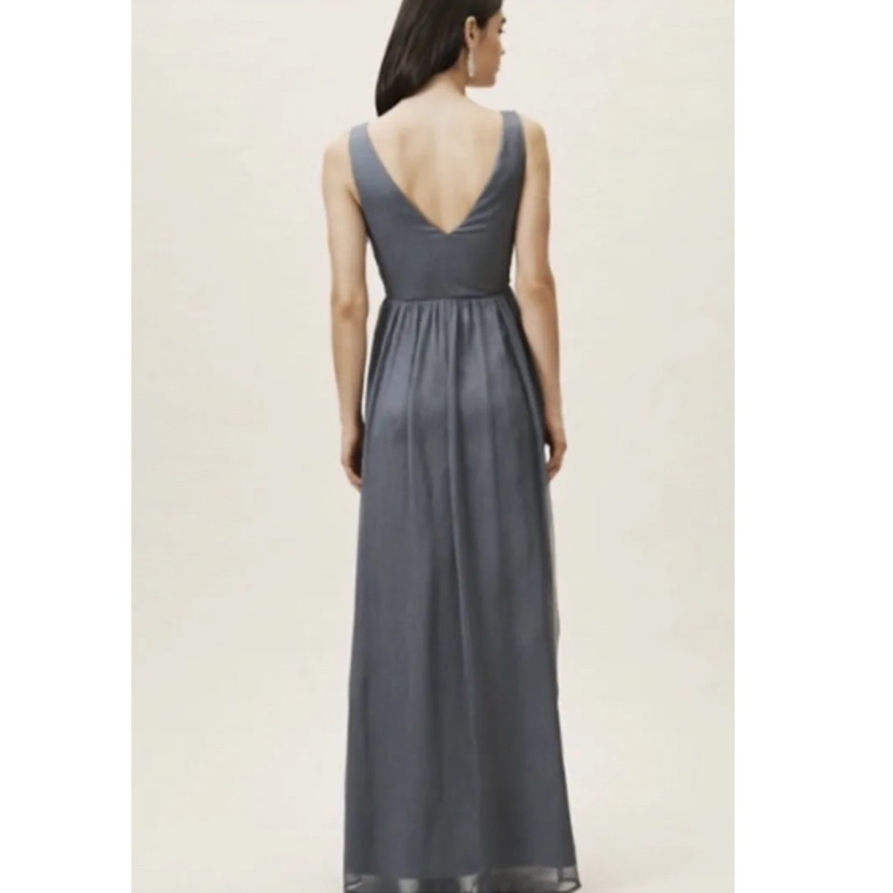 NWT Anthropologie BHLDN Kia Maxi Dress V Neck Chiffon Hydrangea - Picture 3 of 12